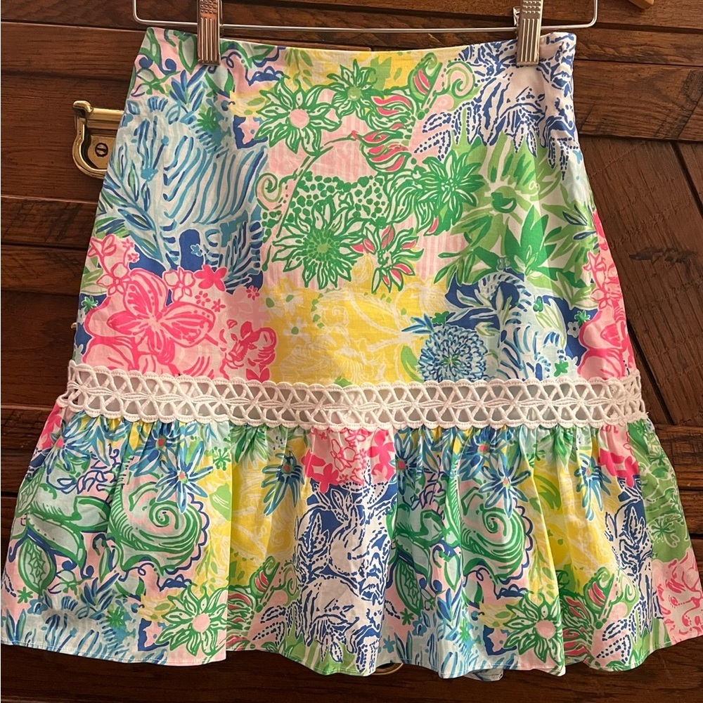 LILLY PULITZER Skirt Sz 00 Jan in Cheek to Cheek Lined EUC